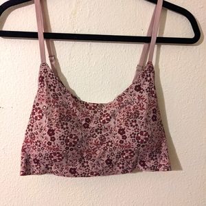 EUC Women's Lucky Brand XL Padded Bralette  Floral Mauve Pink Purple